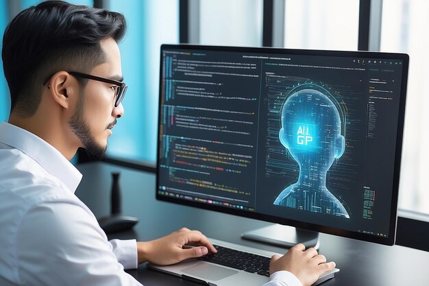 Ai chat GPT programmer coding compiler encode debug and developer application software for business corporate with Ai Chat GPT