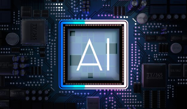 ai concept with computer processor 3d illustration