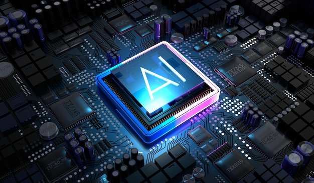ai concept with computer processor 3d illustration