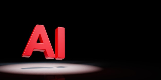 Ai d text spotlighted on black background