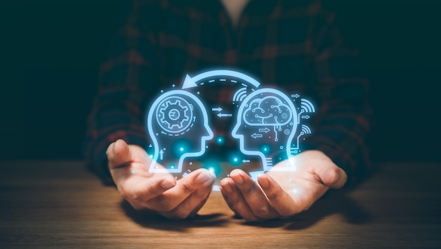 AI Learning and Artificial Intelligence Concept Intelligence data to control the robot Machine learning with data technology IOT internet of thing futuristic digital network technologyinnovation