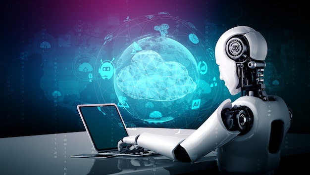 AI robot using cloud computing technology to store data on online server