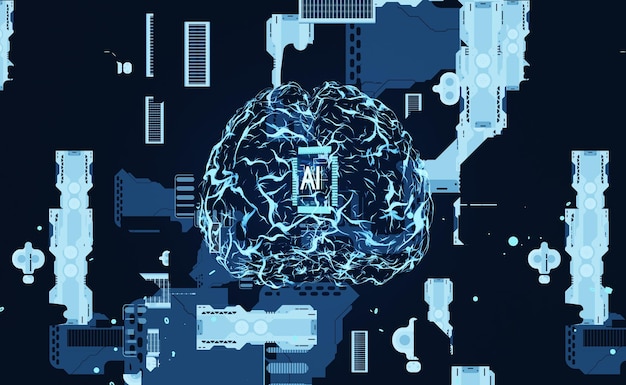AI system ingesting large amounts of deep learning labeled training data, analyzing for correlations and patterns to imporve prediction model. Neural network artificial brain 3d rendering animation