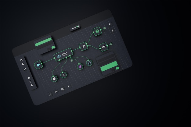 AI workflow automation artificial intelligence software interface nodes triggers data tool dashboard
