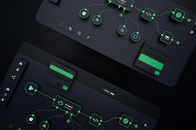 AI workflow automation artificial intelligence software interface nodes triggers data tool dashboard