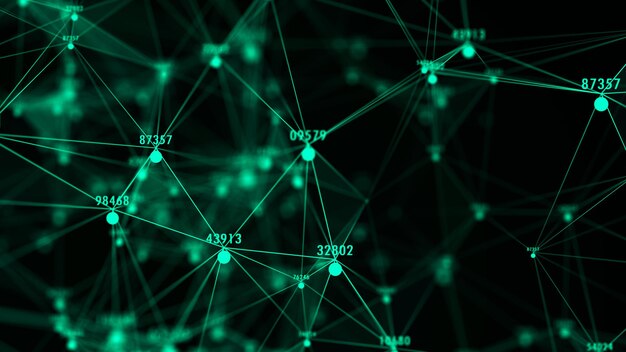 Algorithm flow of artificial intelligence technology Global big data storage network Futuristic science background 3D rendering