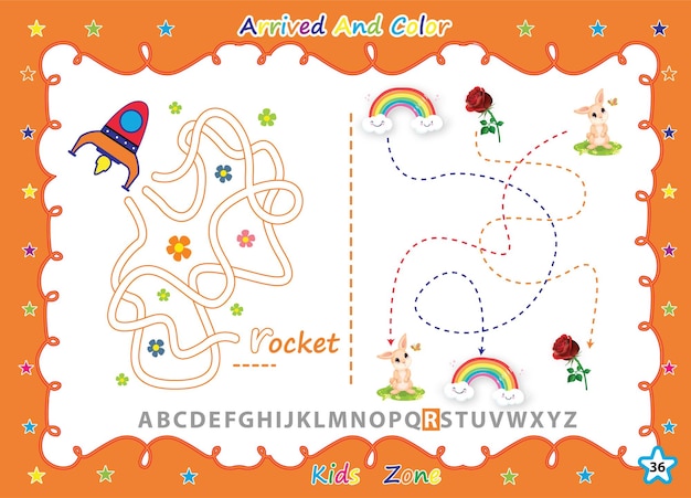 alphabet a-z exercise with cartoon coloring book kids.