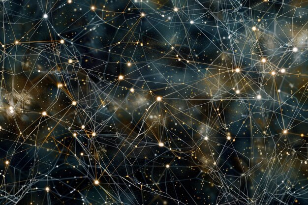 an abstract background filled with numerous intersecting lines and dots creating a complex and fascinating pattern a web of digital connections expanding infinitely