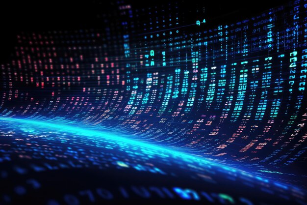 an abstract blue and black background with a pattern of numbers perfect for data visualization or futuristic designs technology background big data concept binary computer code ai generated