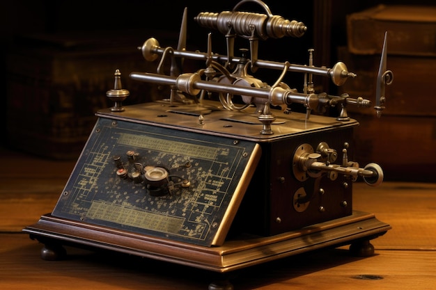 An efficient and versatile machine placed on a table ready to handle various everyday tasks effortlessly A telegraph machine sending Morse code messages AI Generated