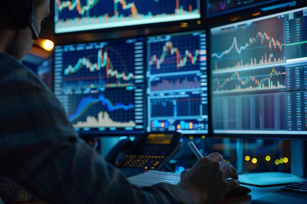 An elegant office space with a professional analyzing a series of financial reports