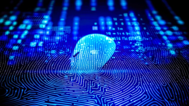 An image of fingerprint on blue background Generative AI