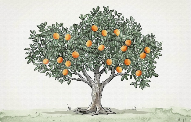 an orange tree with oranges and green leaves