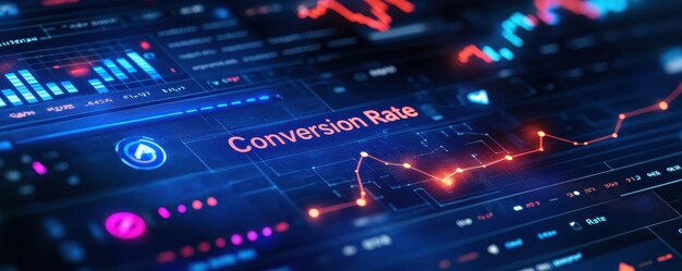 Analyzing ECommerce Conversion Rate Graph on Dashboard with Copy Space for Text Platform Analytics Insight