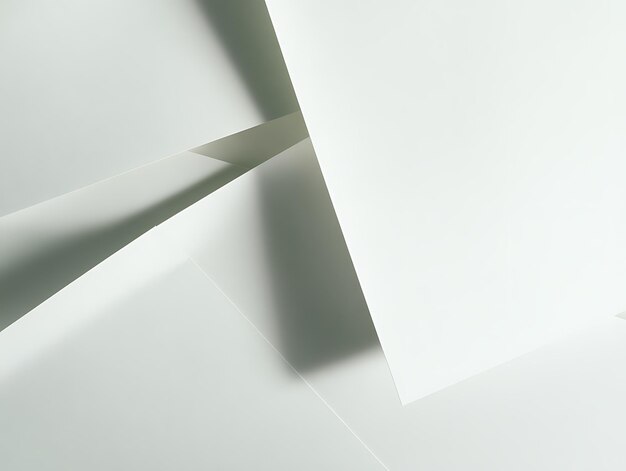Angular white surfaces intersect in dynamic angles creating a minimalist abstract background for sleek projects