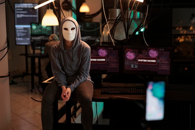 anonymous hacker recording ransomware video