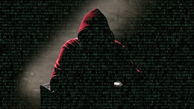 Anonymous man in a hood interview background mysterious man sitting on a chair and talking Anonymous hacker interview with no visible face computer hacker conceptual background
