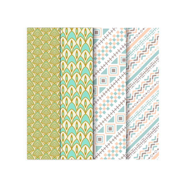 Arabic islamic flat linear pattern collections seamless patterns set decorative geometric style