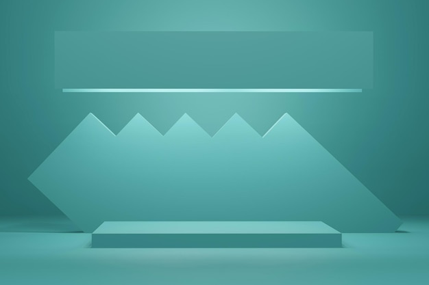 Art platform podium for promotional products blue mint pastel color 3d display stage scene 3d render