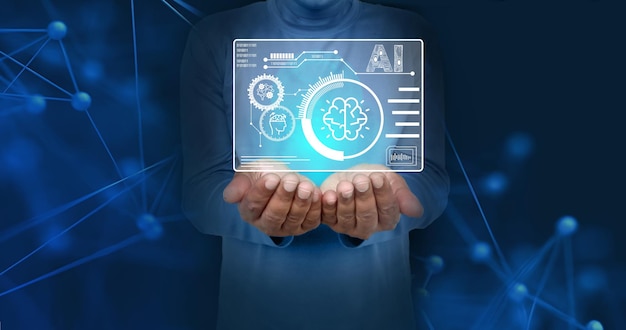 artificial intelligence AI artificial things brain circuit Customer service data engineering and artificial intelligence AI prompt assignment technology AI chatbot and business intelligence