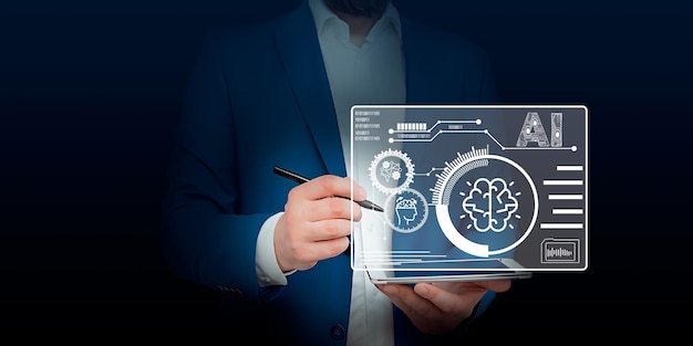 artificial intelligence AI artificial things brain circuit Customer service data engineering and artificial intelligence AI prompt assignment technology AI chatbot and business intelligence