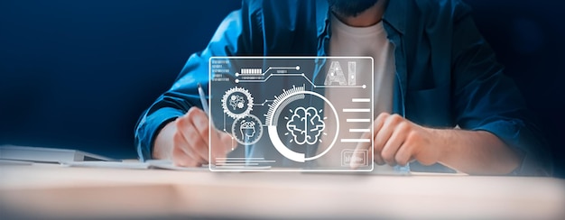 artificial intelligence AI artificial things brain circuit Customer service data engineering and artificial intelligence AI prompt assignment technology AI chatbot and business intelligence