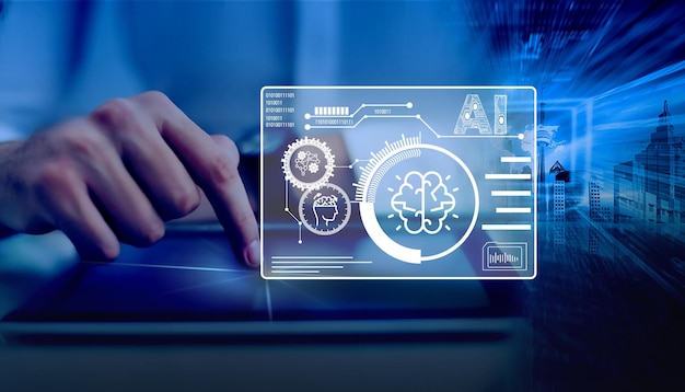 artificial intelligence AI artificial things brain circuit Customer service data engineering and artificial intelligence AI prompt assignment technology AI chatbot and business intelligence