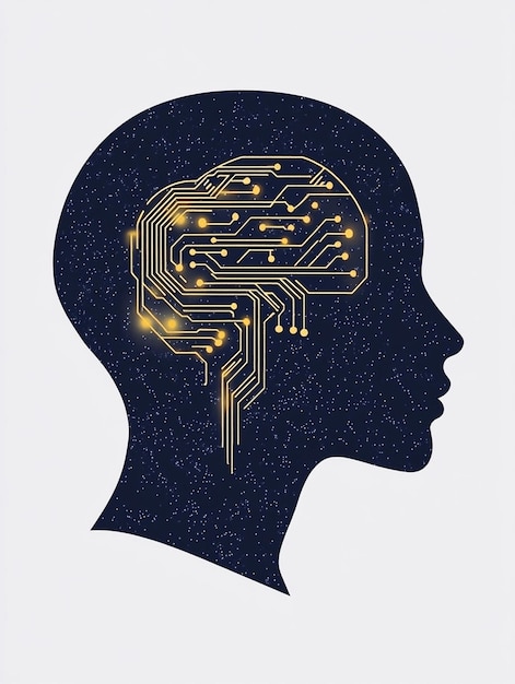 Artificial Intelligence AI Chip in Human Head Artificial Intelligence icon with Machine learning digital skills generative AI AI technology algorithm virtual intelligence and future