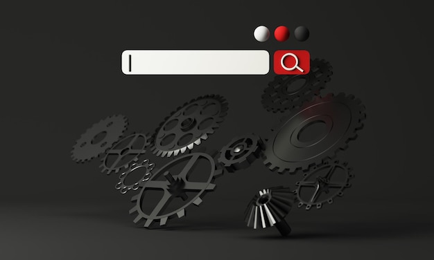 Artificial intelligence AI data mining deep learning computer technologies with cog gear The concept of searching for information in technology with AI systemsblack background 3d rendering