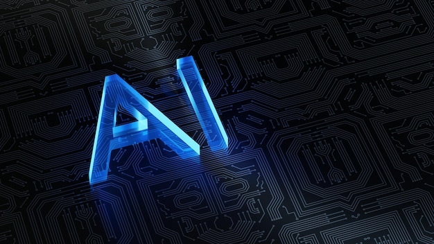 artificial intelligence ai neural network digital brain machine deep learning processing big data analysis technology connection mining chipset on circuit board futuristic 3d rendering
