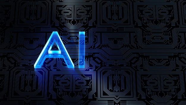 artificial intelligence ai neural network digital brain machine deep learning processing big data analysis technology connection mining chipset on circuit board futuristic 3d rendering