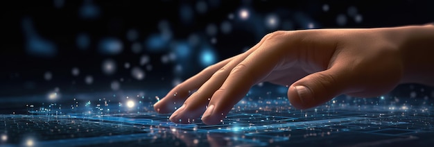 Artificial intelligence big data technology data science human touch with data visualizing datasets