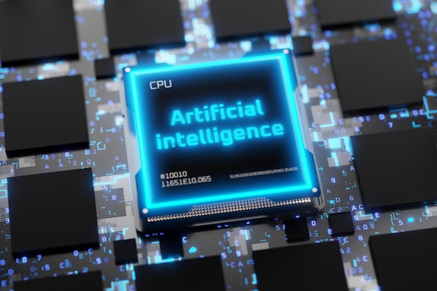 Artificial intelligence chip AI Artificial intelligence generates content Chatbot of artificial intelligence Artificial intelligence will replace humans AI writes program code 3D render