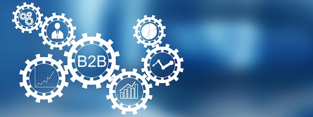 b2b business to business concept. digital screen with virtual buttons.