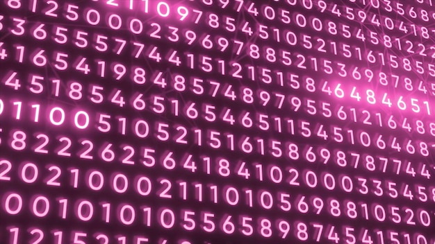Background of set of numbers with highlighted motion set of program numbers in stream with certain