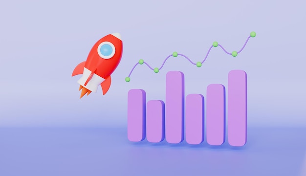 Bar graph and growth lines financial growth growth rocket business development concept
