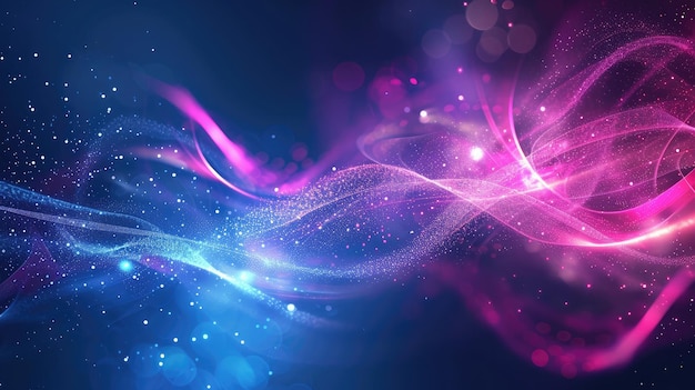beautiful colorful light effect of neon glow lights and flash background with flying design elementsblue background