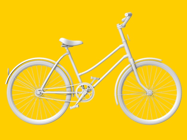 Bicycle on yellow pastel. 3d rendering.