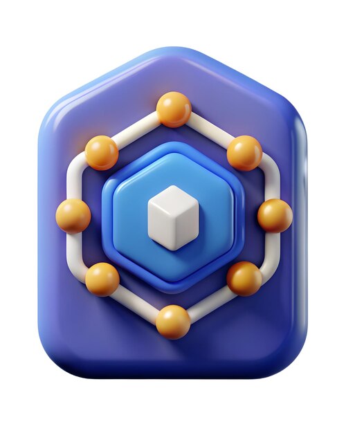 Biểu tượng số liệu QA và xử lý dữ liệu AI 3D tượng trưng cho phân tích AI nâng cao cho QA trên vector bị cô lập