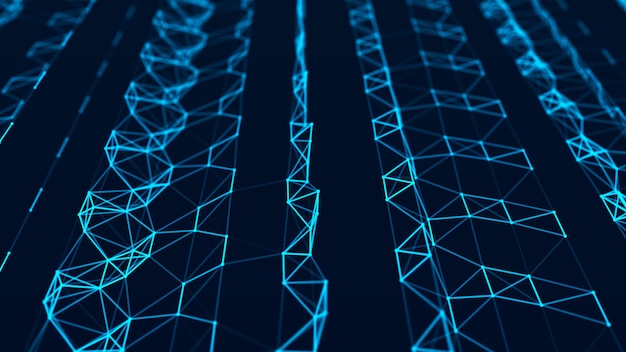 big data futuristic technology blue background cyber technology technology background wave 3d