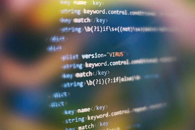 Big data storage and cloud computing representation. Programming code .