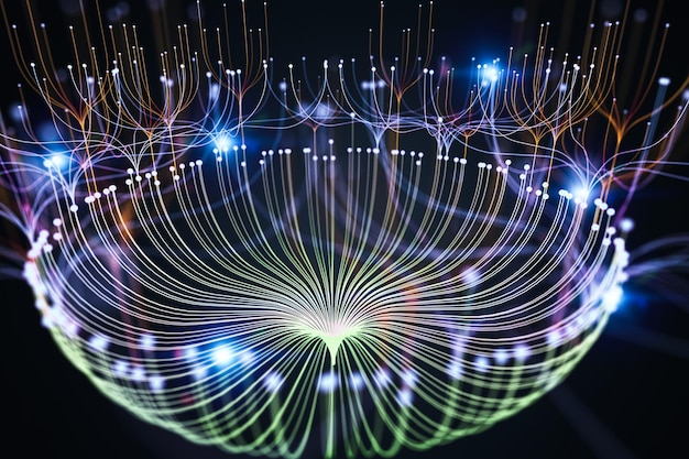 Big data visualization digital data threads plot network