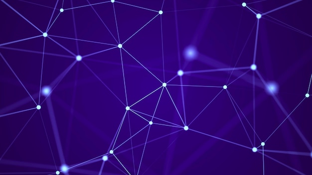 Big data visualization Network connection structure with chaotic distribution of points and lines 3D rendering