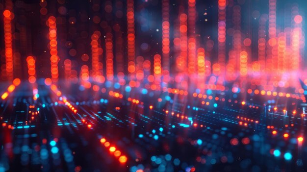 Binary code flowing across a circuit board