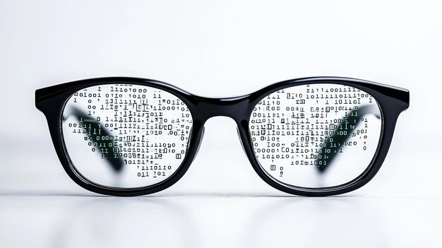 Binary Code Through Glasses Data Security Concept