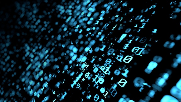 Binary data background in blue color tone