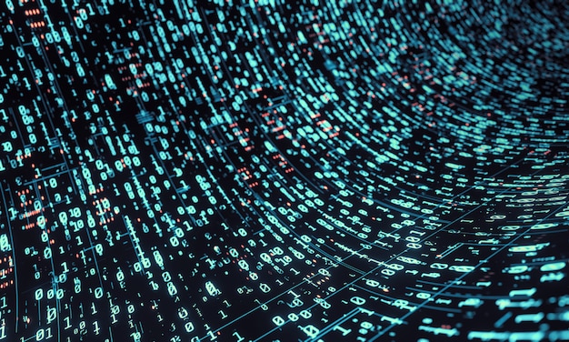 binary data background in blue color tone.