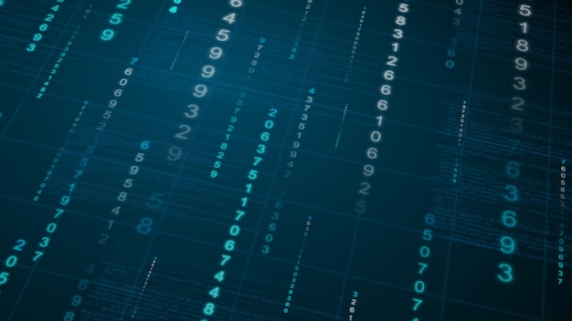 Binary rain background. Digital Data on blueprint