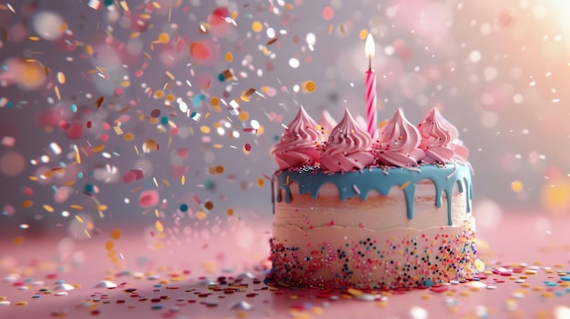 Birthday Cake With White Frosting and Sprinkles
