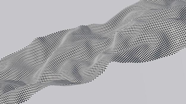 black and white fabric square pattern abstract illustration 3d render